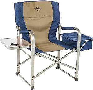 Kamp-Rite Portable Outdoor Beach Patio Lawn Director's Chair w/Cooler, Table, & Cup Holder for Backyard, Tailgate, & Sports, 350LB Capacity, Navy/Tan