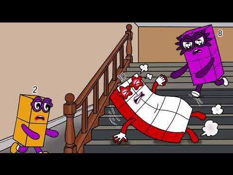 NB 8 Panicked and Ran to NB 10 Falling Down the Stairs - Numberblocks Fanmade Coloring Story