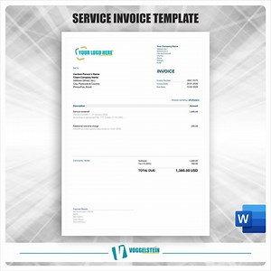 Service Invoice Template – Microsoft Word | Editable & Printable Invoice - Etsy UK