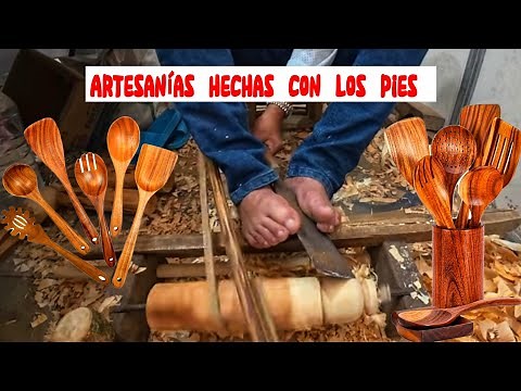 HANDICRAFTS MADE WITH YOUR FEET!/Ancient technique for making wooden crafts/Tetela de Ocampo