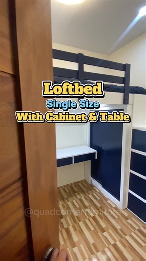 Delivered at Sampaloc Manila This project is Single size Loftbed with cabinet and Table (Ledlight). Price is base on Client requirements. WE CAN ALSO CUSTOMIZE FOR YOU 🤍 For more info and faster reply, Please reach us at Our FB page: QUAD CORNER FURNITURE #Loftbed #cabinet #table #drawer #bedroom