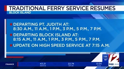 Block Island Ferry service resumes Thursday