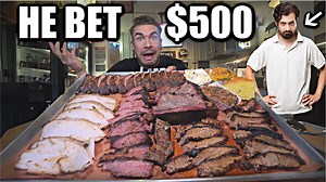 70K views · 1.4K reactions | OWNER BETS ME $500 TO BEAT HIS XXL BBQ CHALLENGE AN UNBEATEN BBQ CHALLENGE! Today we attempt to eat the biggest BBQ challenge in Washington state. The barbeque platter challenge consisted of smoked brisket, smoked turkey chicken, ribs, corned beef and sides of our choices We had 45 minutes to complete the challenge in order to get the $160 meal for free and even a $500 cash prize | Joel Hansen - Model Vs Food | Facebook
