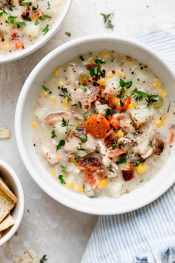 Easy Slow Cooker Chicken Corn Chowder (IP Instructions)