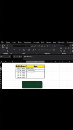 Excel Age Formula: How to Calculate Age #excel #datedif