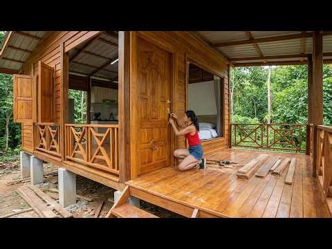 Talented Young Woman Builds Her Dream Wooden Cabin Alone in the Forest – Full Construction Journey