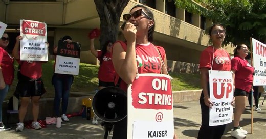 Thousands of workers walk off the job on the first day of Kaiser Permanente strike