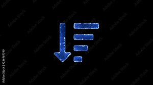 Symbol sort amount down. Blue Electric Glow Storm. looped video. Alpha channel black