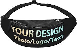 Custom Fanny Pack with Adjustable Belt, Personalized Add Your Photo Text Logo, Travel Hiking Sports Running for Waist Bag