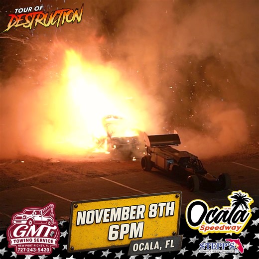 GET READY FOR FIRE & FLAMES OCALA! THE TOUR OF DESTRUCTION IS BACK IN ONLY 12 DAYS LIMITED TICKETS LEFT FOR THIS EVENT (ONLY 500) 🎟️ - [www.tourofdestruction.com/ocala](https://www.tourofdestruction.com/ocala) | Tour of Destruction
