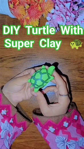 DIY Turtle With Super Clay 🐢 | how to make a turtle🐢 #shorts #diy #art