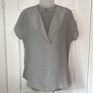 🌻Trouvé Silk  (Nordstrom) light gray blouse top.