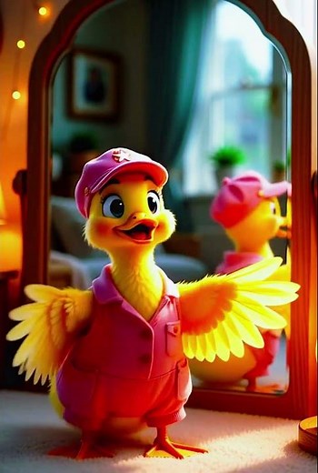 Duck Spins in Front of Mirror 😂🌀 | Cute Yellow Duck Gets Dizzy! II #DuckShorts #FunnyDuck