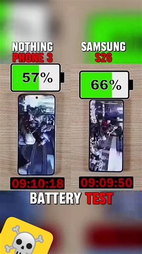 😲NOTHING PHONE 3 VS SAMSUNG S26 BATTERY DRAIN TEST !! 🥶🔋💥#techbo