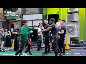 【喧嘩・ブチギレ】ムキムキ外国人セキュリティがブチギレ 早朝のクラブ街 渋谷スクランブル交差点ライブカメラ / Shibuya Scramble Crossing Live Camera 5/18