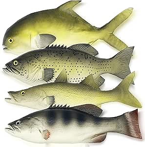 4 Pack Fake Fish, 11 Inch Artificial Fish Models Simulated Pretend Realistic Fish Lifelike Sea Fish for Party Display, Kitchen Decor, Photography Props, 4 Types