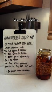 HAM AND BEAN SOUP - One of the most hardy, easy and DELICIOUS soups you can can! You can use dried beans or soaked - if you use soaked, it will be soupier! If you use dry, it’ll be a thicker soup! Serve over cornbread and MAN 🤤 #canningandpreserving #urbanhomestead #homestead #foodstorage #soupseason | Barefoot.mimosas