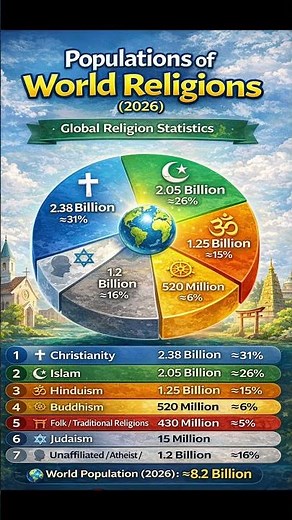 World’s Largest Religions Ranked by Population (2026) #World #Religion #Largest #Christianity #Islam