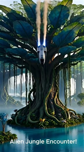 Unexpected Visitors: Spacecraft Lands in a Mysterious Jungle 👽 #scifi #alienworlds #spaceexploration