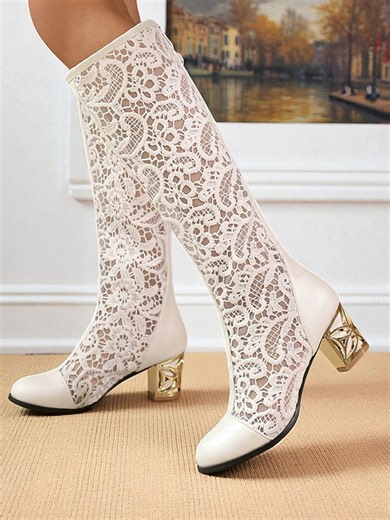 Elegant  Style Mesh Dress Boots for  Weddings, Garden Parties and Victorian Cosplay 2025