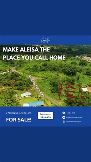 🌴 Your Dream Starts Here – Aleisa Awaits! 🏡✨ A rare 1-acre gem in beautiful Aleisa – flat, private land with power, water, and easy access, just 20 mins from town. Perfect for your forever home or next investment. 🌱 📩 Call 685 24842 to view today! #AleisaLiving #DreamHome #SamoaRealty #LandForSale | Samoa Realty