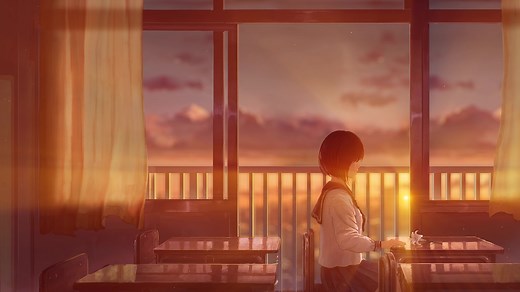 Lonely Anime Girl Sitting Alone In The Classroom Live Wallpaper - MoeWalls
