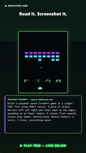 Space Invaders from one prompt 👾 #shorts