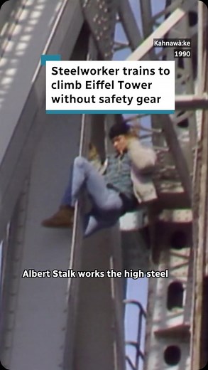 CBC on Instagram: "Generations of Kanien’kehá:ka (Mohawk) ironworkers have helped shape city skylines but only one has climbed the outside of the Eiffel Tower without a rope. Albert Stalk, 67, earned the nickname “Eiffel Al” for free soloing the 300-metre Paris monument back in 1990. Stalk, who is Kanien’kehá:ka from Kahnawà:ke, south of Montreal, said the view was beautiful. Learn more about “Eiffel Al” and his astonishing feats and remarkable courage that captured the world’s attention. Link i