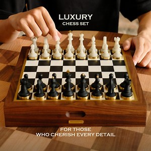 Luxury Handmade Chess Set – Walnut & Leather Chess Board With Brass Resin Pieces, Personalized Valentine’s Gift for Him or Her, Home Decor - Etsy