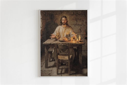 Come to the Table Jesus Printable Wall Art, Vintage Christian Oil Painting Digital Download, Holy Communion Easter Gift, Prayer Room Decor - Etsy