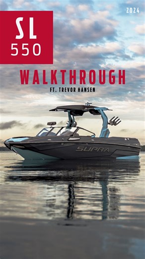 The SL delivers unreal wakes and waves right out of the gate! Check out full walkthrough on our YouTube channel! #SupraSL550 #TrevorHansen #BoatWalkthrough #LuxuryBoating #PerformanceOnWater | Supra Boats
