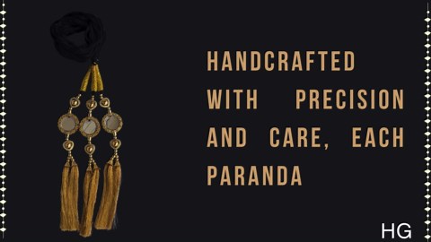 Punjabi Paranda Tassles Hair Accessories For Hair Extensions Parandi Choti Hair For Women Accessories. Golden with Mirror