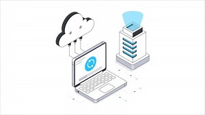 Cloud Data Syncing Isometric Animation. MP4 File