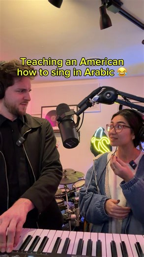 Raneem Imam on Instagram: "teaching an arabic christmas song to @nickblackmusic 👩🏻‍🏫🤭 i can’t wait to sing “talj talj” live for the first time at our december 19th show… :) ❄️🤍 make sure you grab your tickets and come start your holidays with me, nick, @alexisgracemusic, @singkirbysing, and more memphis music friends 🎄 ticket links and more details in our bio ! #memphis #arabic #singer #christmas #christmassongs #learning #languagelearning #lebanese #fairuz #livesinging"