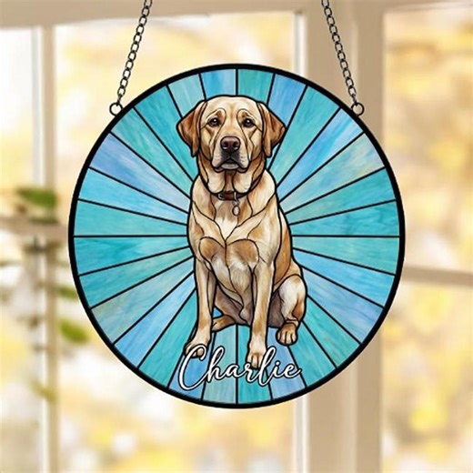 Custom Labrador Retriever Window Hanging Suncatcher, Dog Name Suncatcher Decor, Stained Glass Window Hanging Decoration, Gift for Dog Lover - Etsy