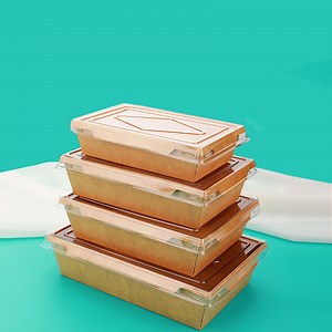 [Hot Item] Window Kraft Paper Packing Box Disposable Salad Box Takeout Food Box Fruit Paper Box Sushi Box Light Bento Box