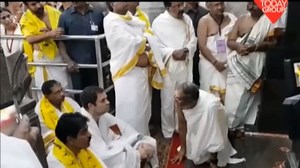 Rahul Gandhi visits Sringeri temple during his two day Karnataka visit