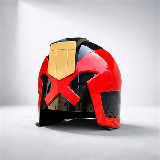 Judge Dredd Inspired Steel Helmet| Handmade Cosplay Wearable Red Black- Movie & Comic Costume - Etsy