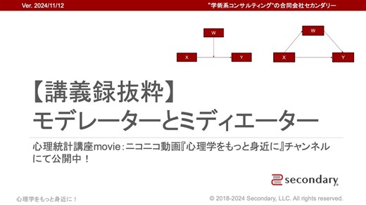 【講義録抜粋】モデレーターとミディエーター | 構造方程式モデリング/SEM（心理統計講座movie）