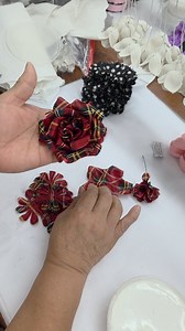 Red Tartan Plaid Silk Opened Roses 🌹 Handmade in NYC #handmade #costumedesign #FabricFlowers #fashionhistory #tartan | Custom Fabric Flowers By M & S Schmalberg