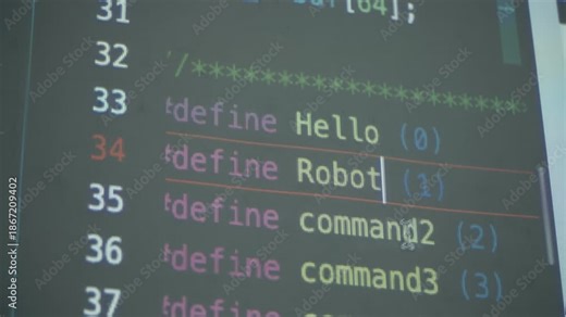 STEM class Arduino code on screen for robot control using voice commands, showcasing education in smart programming.