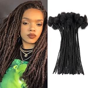 Loc Extensions Human Hair 0.4cm&0.6 cm&0.8cm width 4-18inch 10, 20, 40, 100 strands 100% Human Hair Locs Extensions for Men Women Natural Dreadlocks Can Be Dyed Bleached Curled 0.4cm 18inch 60 Strands