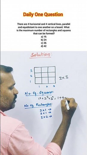 There are 4 horizontal & 4 vertical lines, parallel and equidistant to one another on a board...UPSC