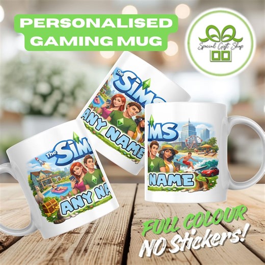 Personalised Sims Inspired Gaming Mug – Custom Name Gamer Coffee Cup – Sims Fan Gift – Video Game Lover Mug - Etsy