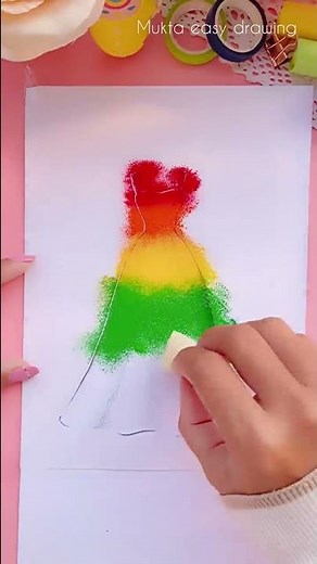 Rainbow Dress Painting #shorts #satisfying #art #painting #youtubeshorts