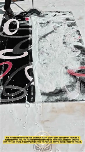 Glass Carpet Deep Cleaning using Foam and Scraper – Good Tools and Machinery in Daily Work