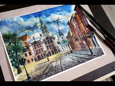 Watercolor Painting of Buildings Tutorial, Step by Step | Watercolor tips and techniques