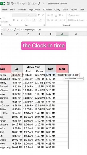 How to calculate working hours in Excel! #excel #spreadsheets #employees