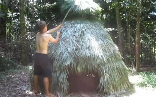 【原始技术】空手盖茅屋（Minecraft真人版第三弹）