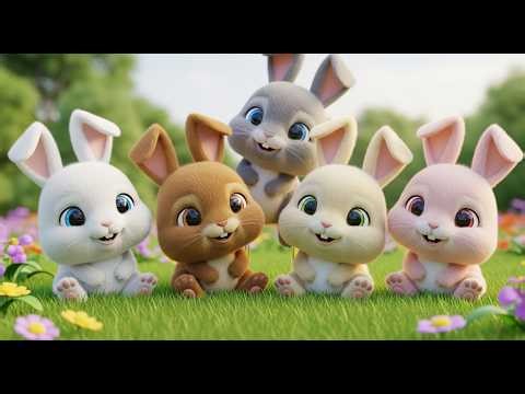 Five Little Bunny Babies Nibble Nibble Nibble | Cute Rabbit Songs & Counting for Kids